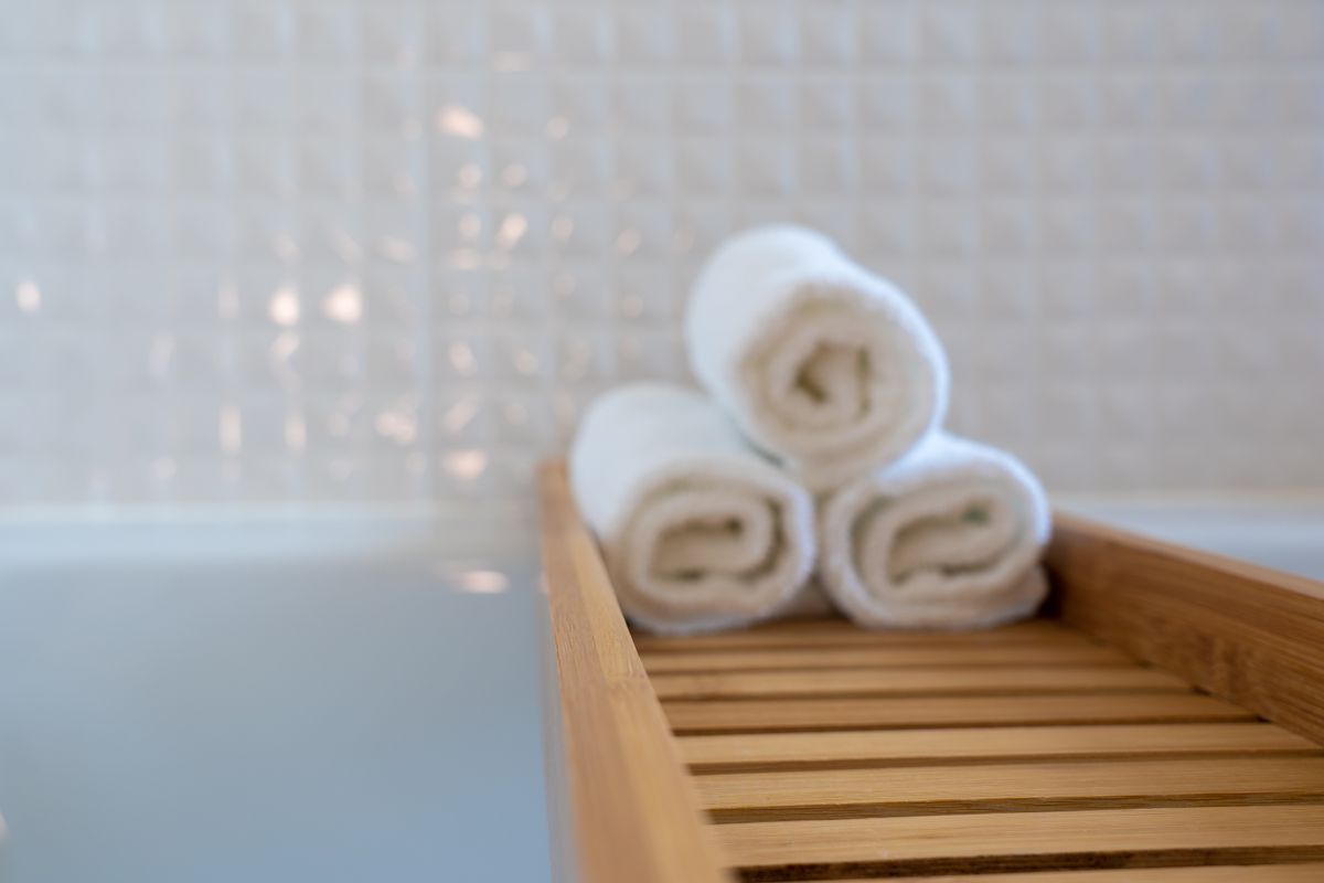 Fresh towels prepared for a massage session